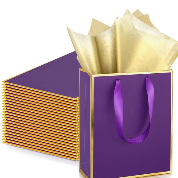 5 Pack Metallic Paper Gift Bags with Handle and Tissue 9 x 7 x 3.1 - Picture 3 of 5